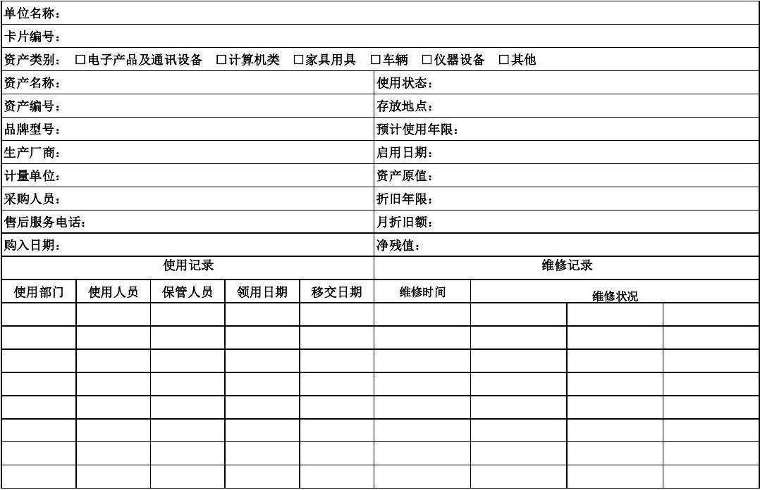如何高效管理各類資產？基于通訊設備修理的固定資產卡片模板詳解